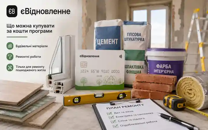 Будівельні матеріали для ремонту пошкодженого житла за кошти єВідновлення