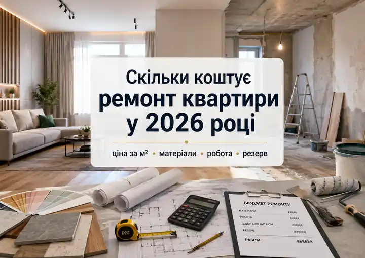 Скільки коштує ремонт квартири у 2026 році: ціна за м², матеріали, робота і резерв