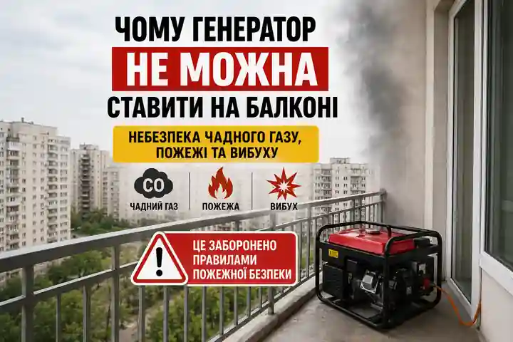 Чому генератор не можна ставити на балконі: небезпека чадного газу, пожежі та вибуху