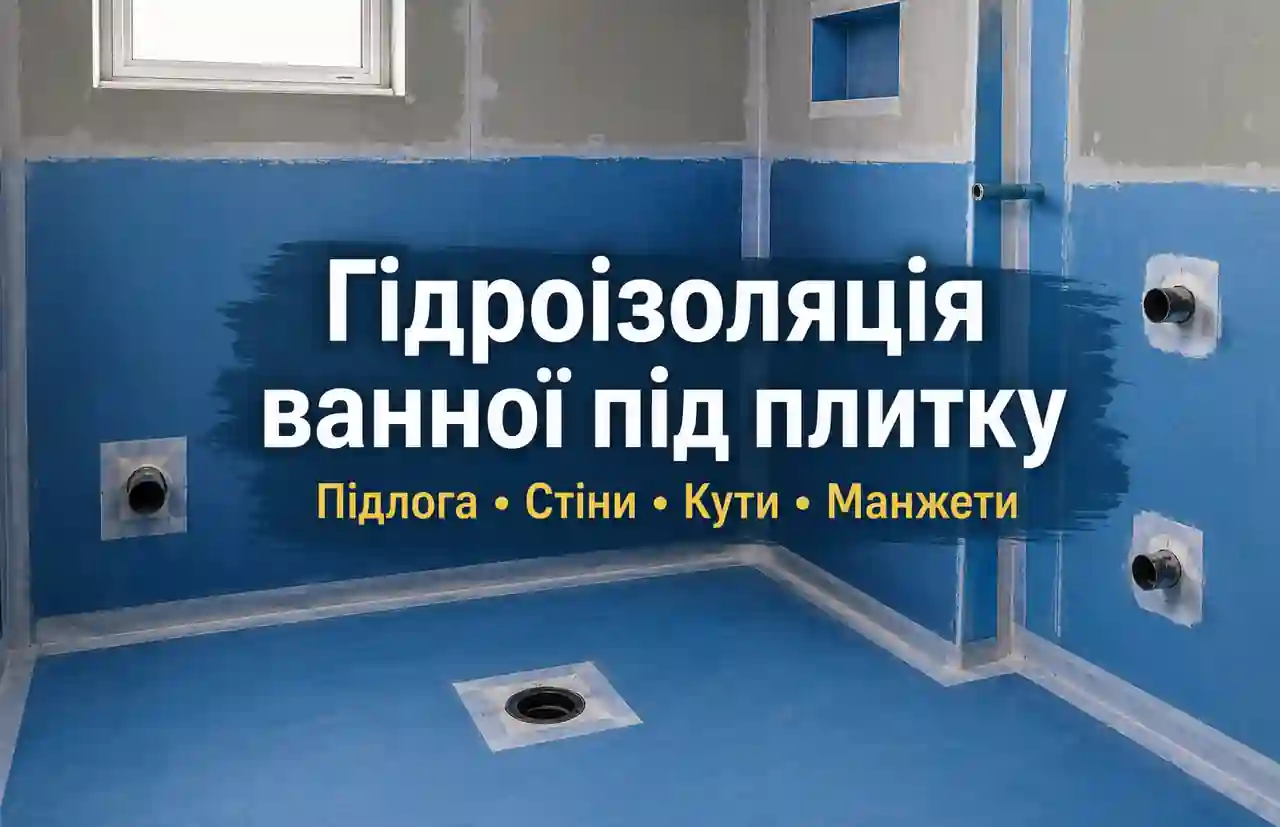 Нанесення гідроізоляції у ванній кімнаті перед укладанням плитки