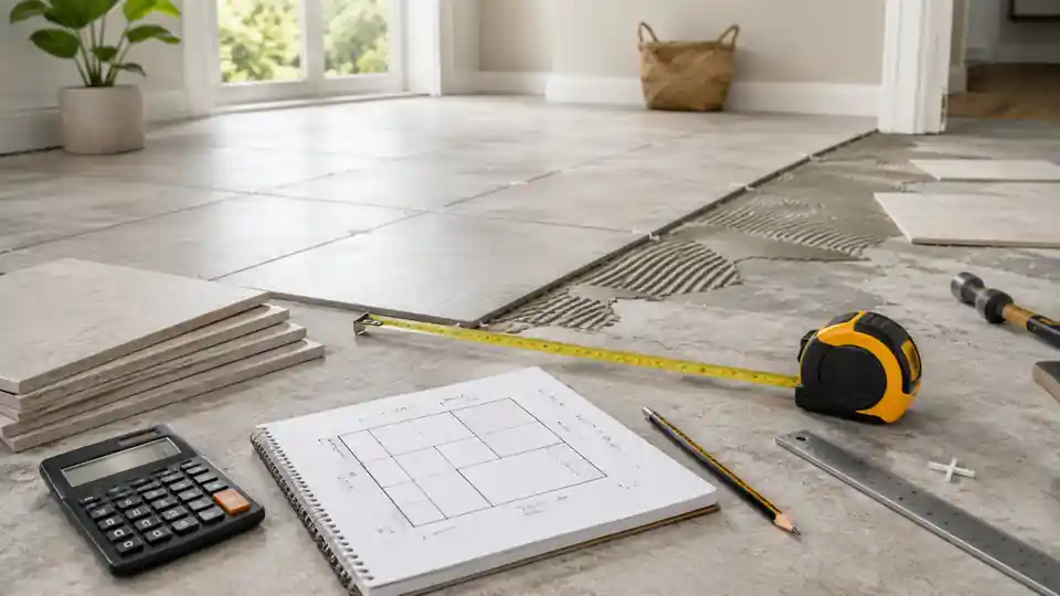 Measuring a floor to calculate how many tiles are needed