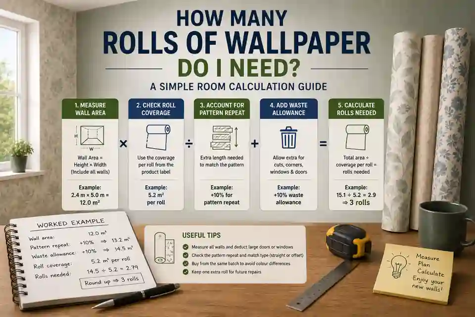 Calculating how many rolls of wallpaper are needed for a room