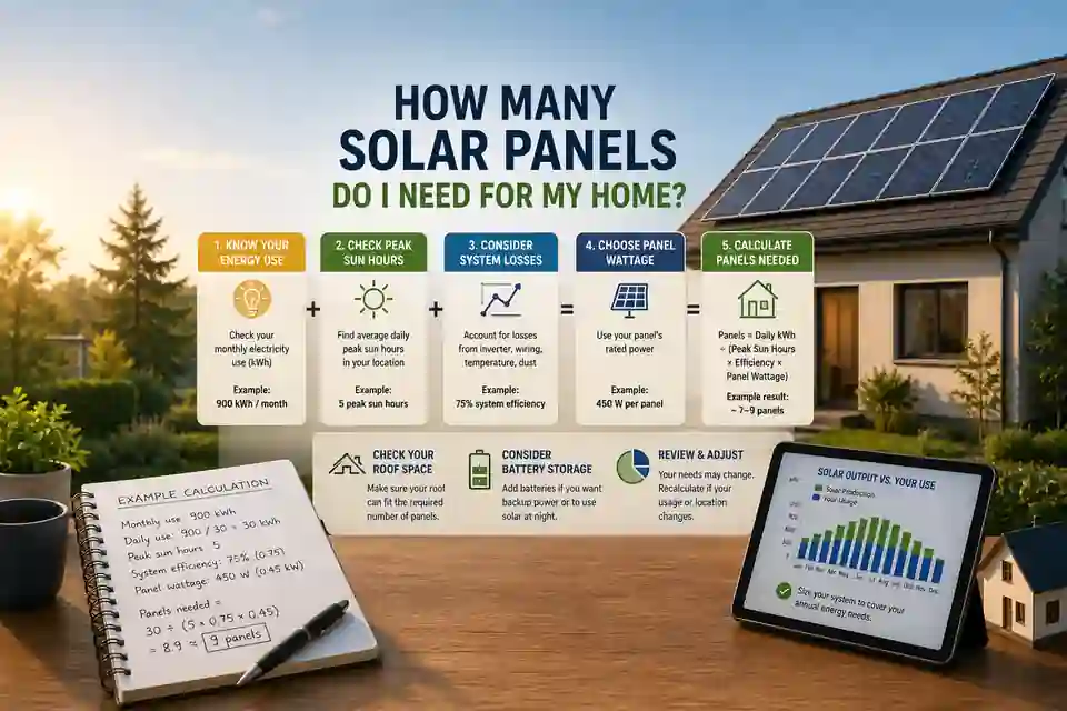 Estimating how many solar panels a home needs based on energy use, sunlight and available roof space