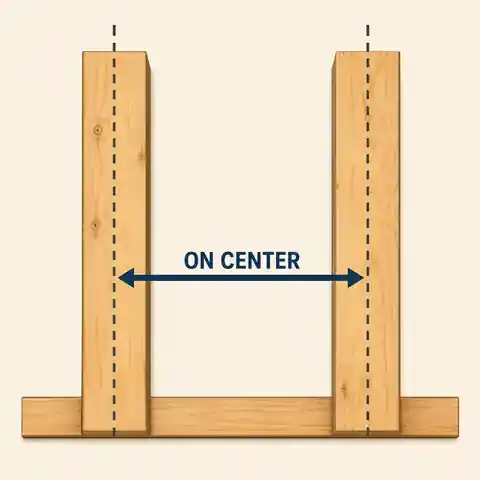 Stud wall diagram showing centre-to-centre spacing and stud thickness