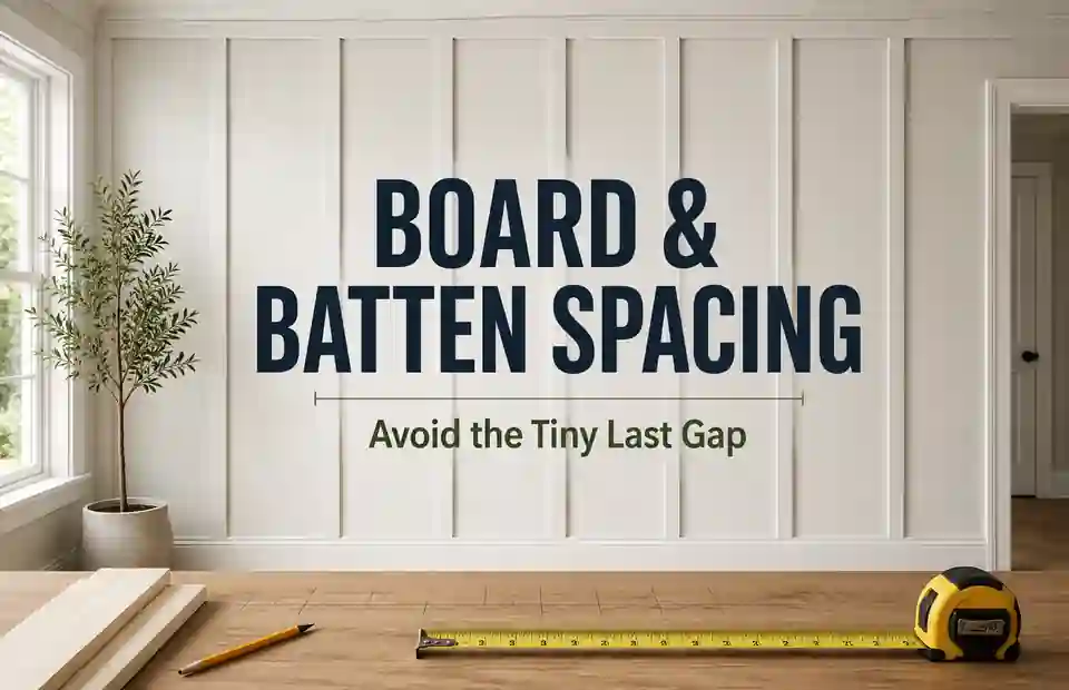Interior board and batten wall showing equal vertical spacing across the full wall width