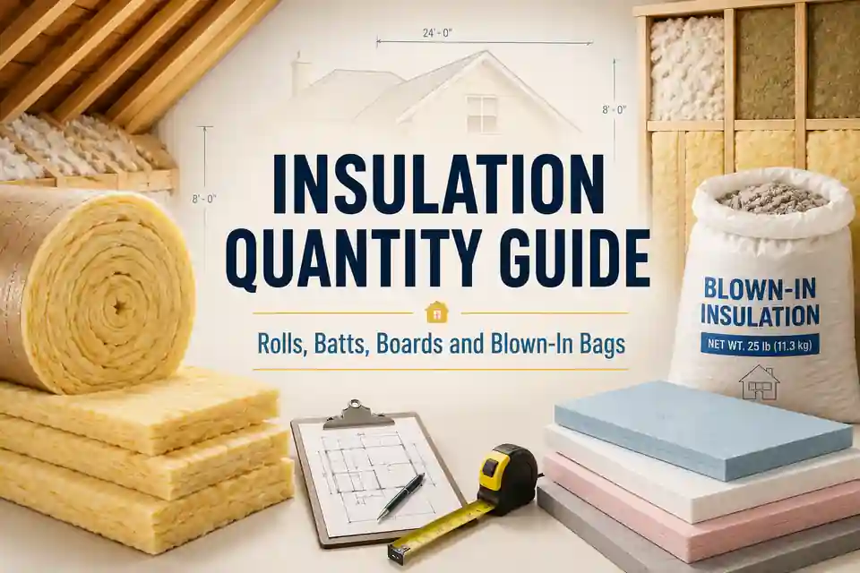 Insulation quantity planning with rolls, batts, rigid boards and blown-in bags