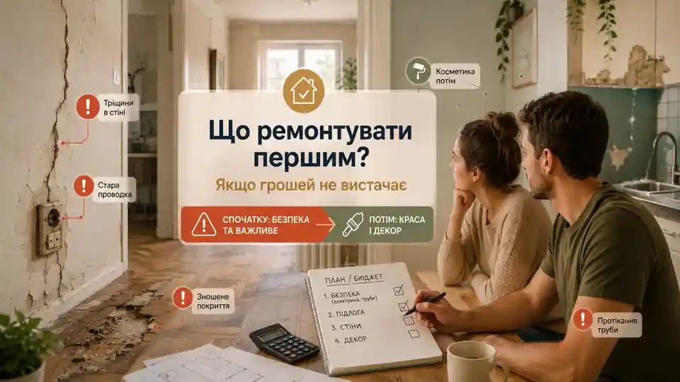 Планування пріоритетів ремонту квартири при обмеженому бюджеті