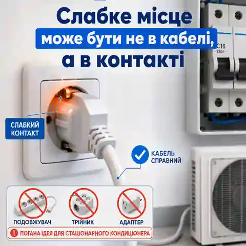 Перевірка розетки, вилки, клем і автомата перед підключенням кондиціонера