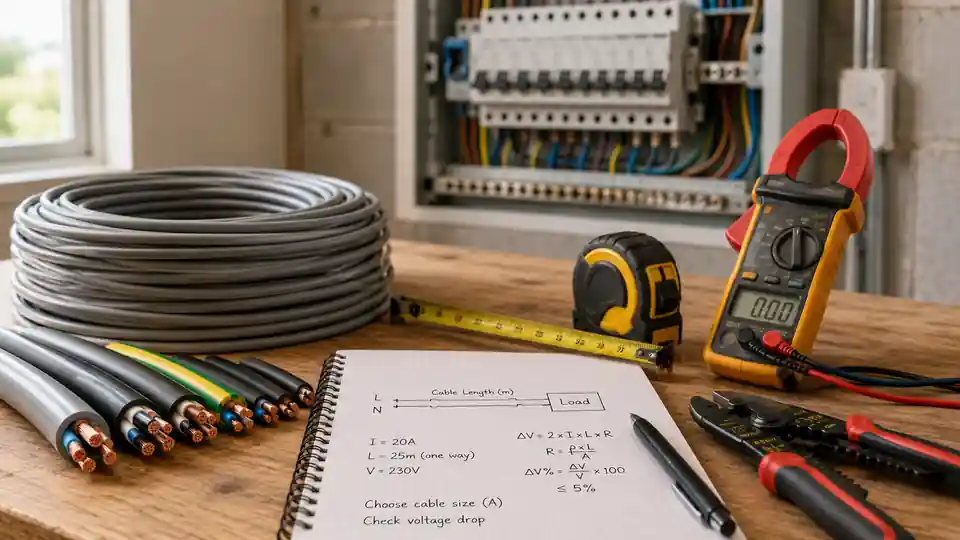 Choosing the right cable size based on current, cable length and voltage drop