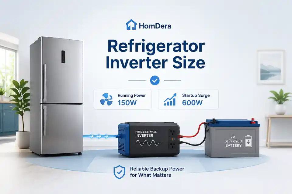 Choosing an inverter for a refrigerator using running watts, startup surge and battery-system limits