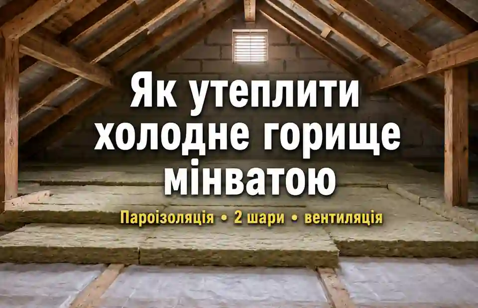 Утеплення перекриття холодного горища мінватою у два шари