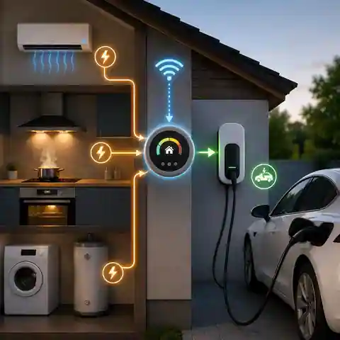 Wallbox з динамічним балансуванням між зарядкою електромобіля та побутовими приладами