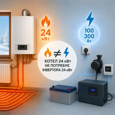 Різниця між тепловою та електричною потужністю газового котла