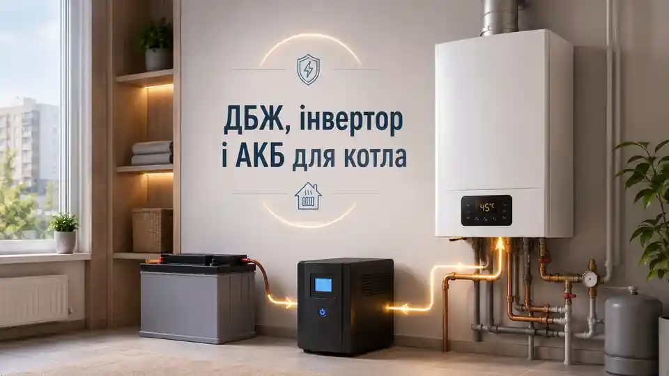 ДБЖ, інвертор і акумулятор для резервного живлення газового котла