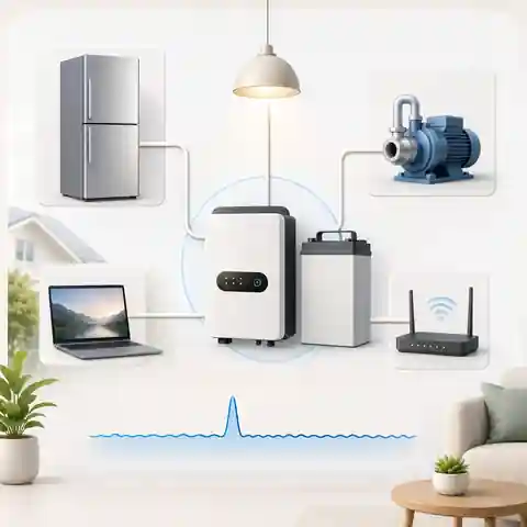 Running and startup loads from a refrigerator, pump and household appliances used to estimate inverter size