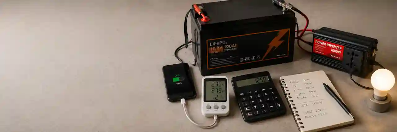 Inverter Size Calculator — Continuous Load, Surge Power and Battery Current